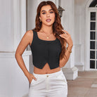 belle poque Women Vintage Handkerchief Hem Vest Square Neck Cropped Length Vest Coat