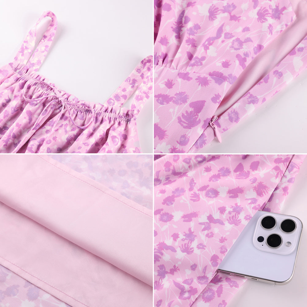 belle poque 2026 Summer Floral Dress Cute Milkmaid Dress with Pockets