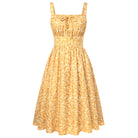 belle poque 2026 Summer Floral Dress Cute Milkmaid Dress with Pockets Yellow