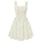 belle poque Women Vintage Polka-Dots Date Dress Square Neck Above Knee A-Line Dress White