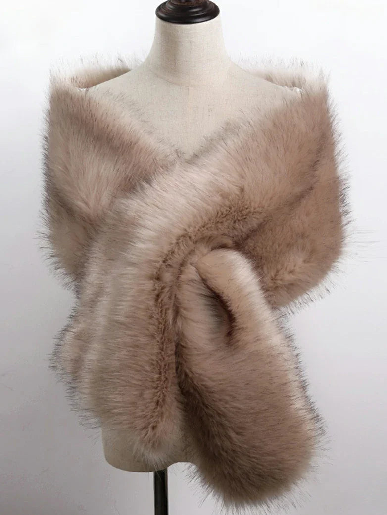 belle poque Winter Soft Faux Fur Thick Shawl/Coats for Women 7 165CM*30CM