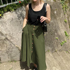 belle poque Belle Poque Women's Vintage A-Line Skirt with Slit Hem