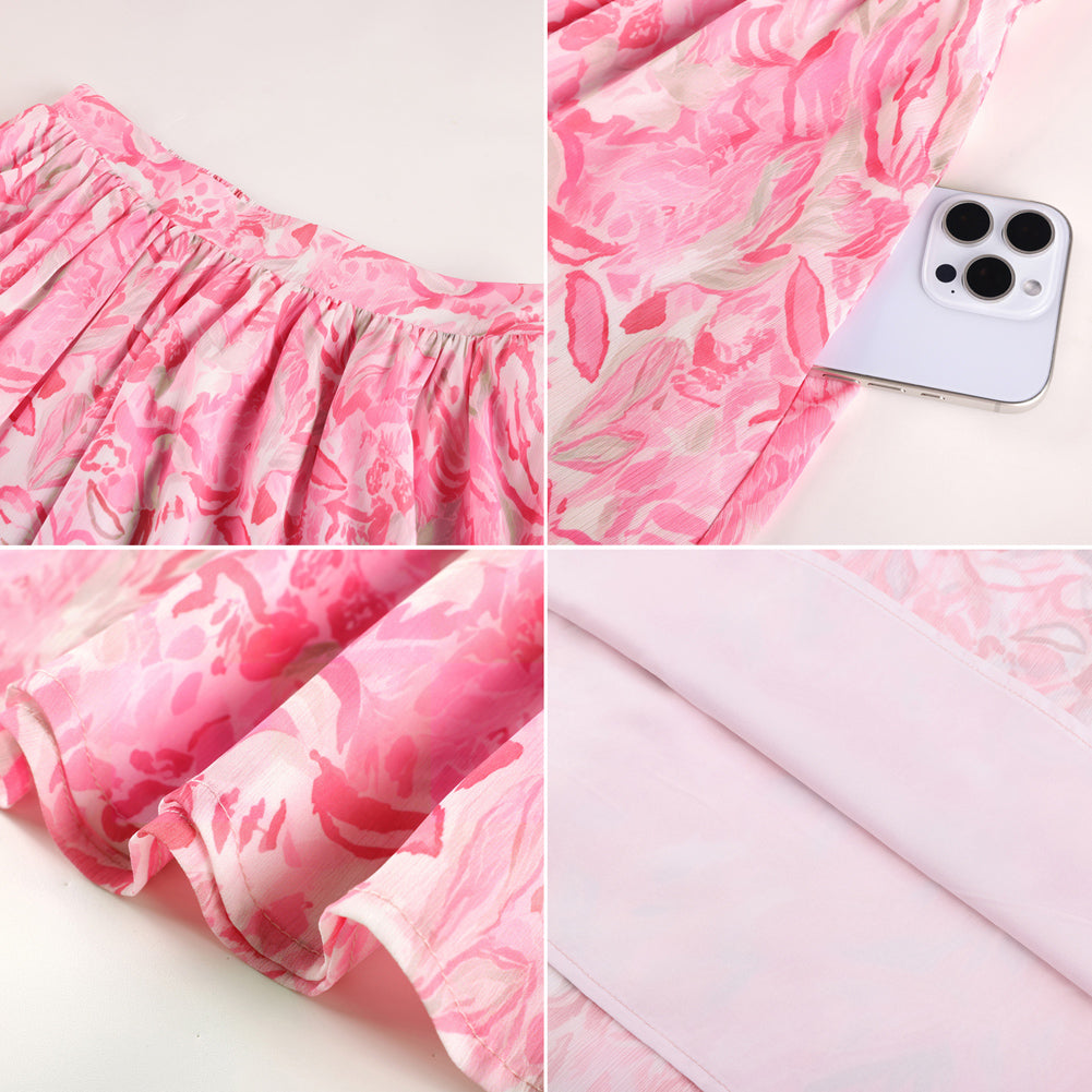 belle poque 2026 Women Vintage Swing Floral Skirt Comfy A-Line Maxi Skirt