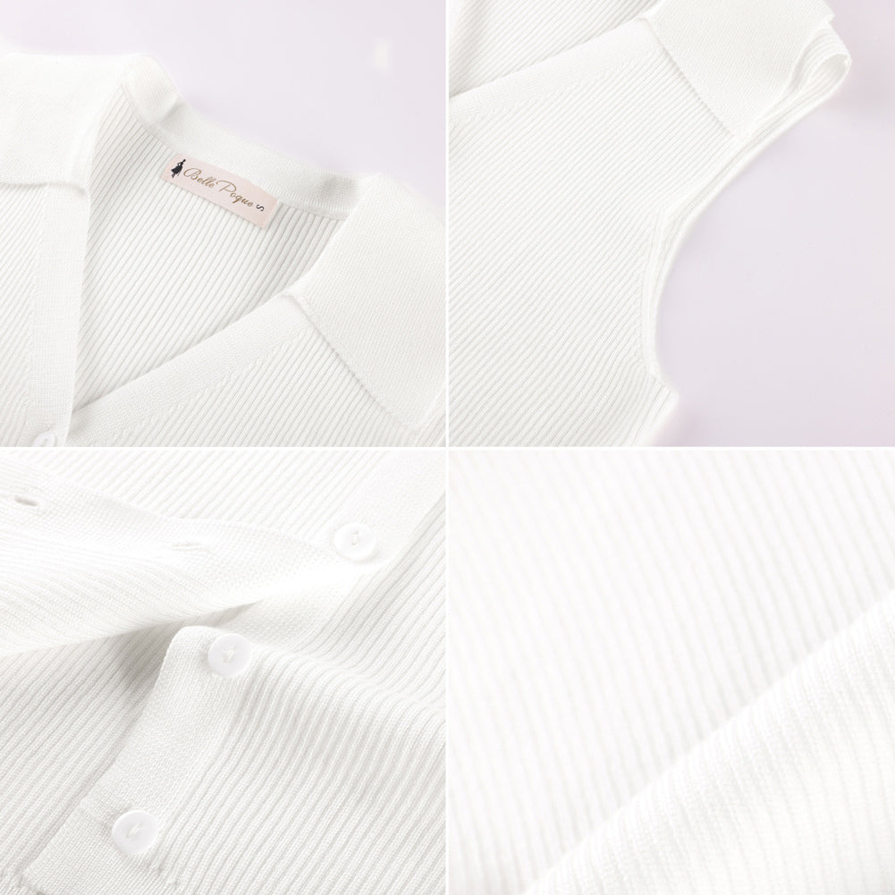 belle poque Women's Button Down Tank Tops Collared Slim Fit Office Tops