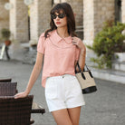 belle poque 2026 Puff Sleeve Cotton Blouses for Women Peter Pan Collar Dressy Work Shirts