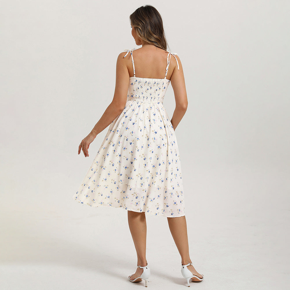 belle poque Women Spring Summer Wedding Guest Dress 2026 Midi Tea Party Ruched Sundress