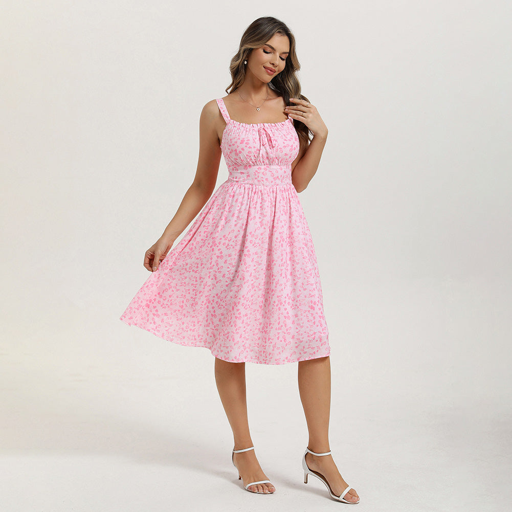 belle poque 2026 Summer Floral Dress Cute Milkmaid Dress with Pockets