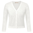 belle poque Women's Lace Cardigan Lightweight 3/4 Sleeve Button Down Cardigans White
