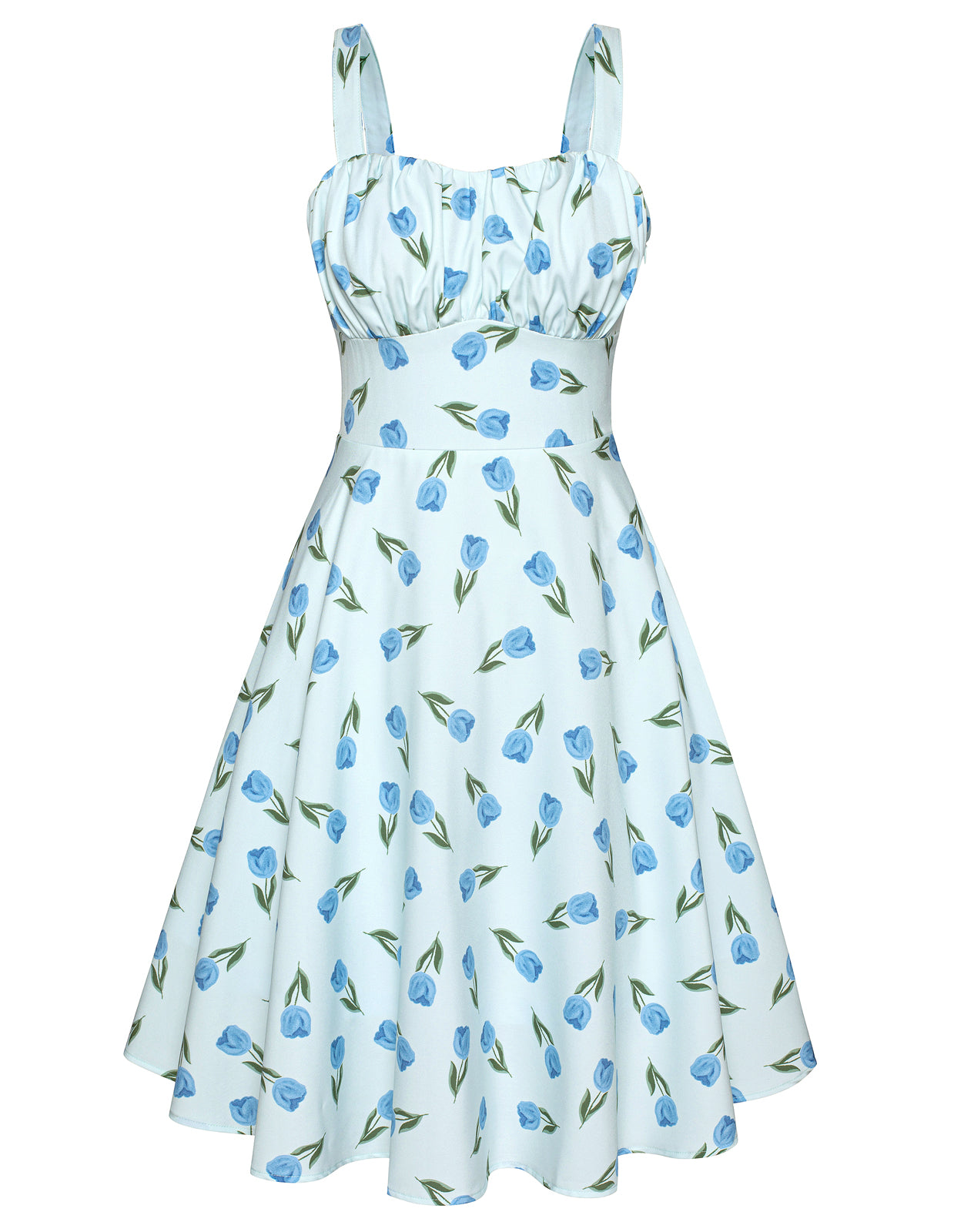 belle poque Vintage Two-Way Defined Waist Dress Ruched Bodice Flared A-Line Dress