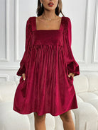belle poque New Winter Christmas Warm Velvet Pockets Dress