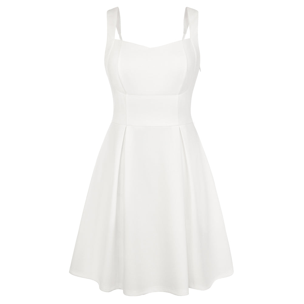 belle poque Valentine's Day Hot Sale🔥 Women's Dress with Pockets Short Bow Cocktail Party Dresses White