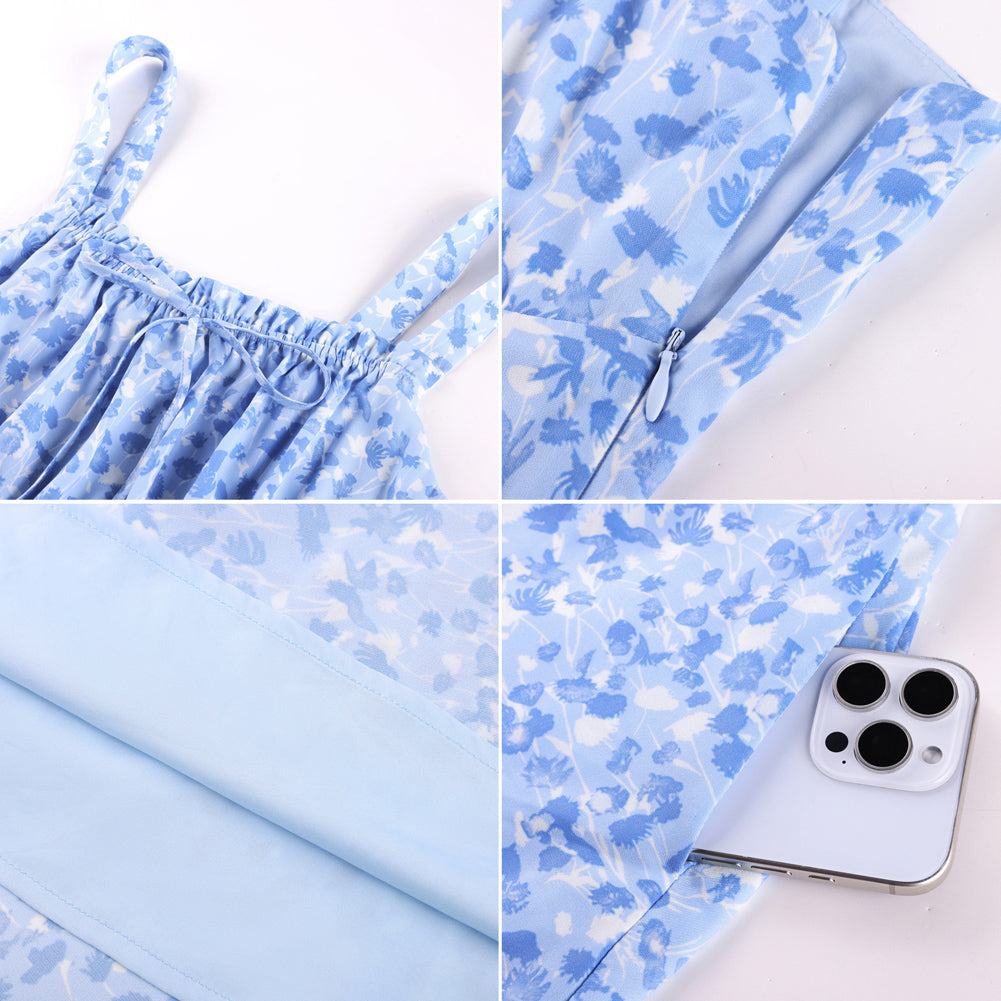 belle poque 2026 Summer Floral Dress Cute Milkmaid Dress with Pockets