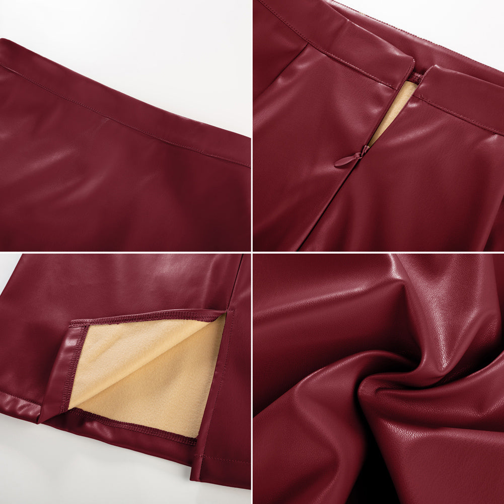belle poque Midi Leather Skirt for Women High Waist Bodycon Pencil Skirts Work Outfits