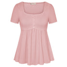 belle poque Women's Cute Tops Babydoll Peplum Top 2026 Casual Shirts Pink