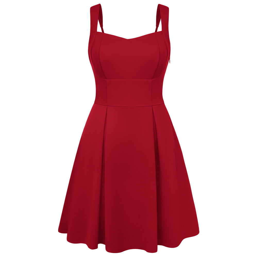 belle poque Valentine's Day Hot Sale🔥 Women's Dress with Pockets Short Bow Cocktail Party Dresses Red