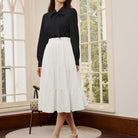 belle poque Women's Bow Tie Neck Blouse Button Down Shirt for Work Office Casual