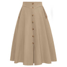 belle poque Belle Poque Women's Vintage A-Line Skirt with Slit Hem Khaki