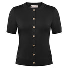 belle poque 2026 Spring Short Sleeve Cardigan Sweater Lightweight Button Up Cardigan Black