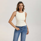 belle poque Button Down Tank Tops Ribbed Summer Vest for Work Going Out