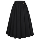 belle poque Women Vintage Swing Skirt Elastic Waist Mid-Calf Length A-Line Skirt Black