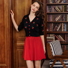 belle poque Women Vintage Swing Skirt Elastic Waist Mid-Thigh Length A-Line Skirt