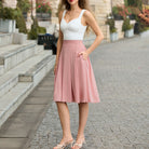 belle poque 2026 Women Spring Vintage Chiffon Skirt Below Knee Flared A-Line Skirt