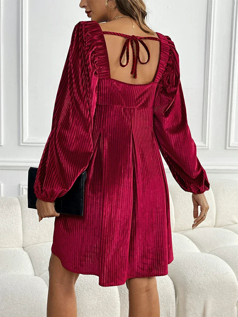 belle poque New Winter Christmas Warm Velvet Pockets Dress