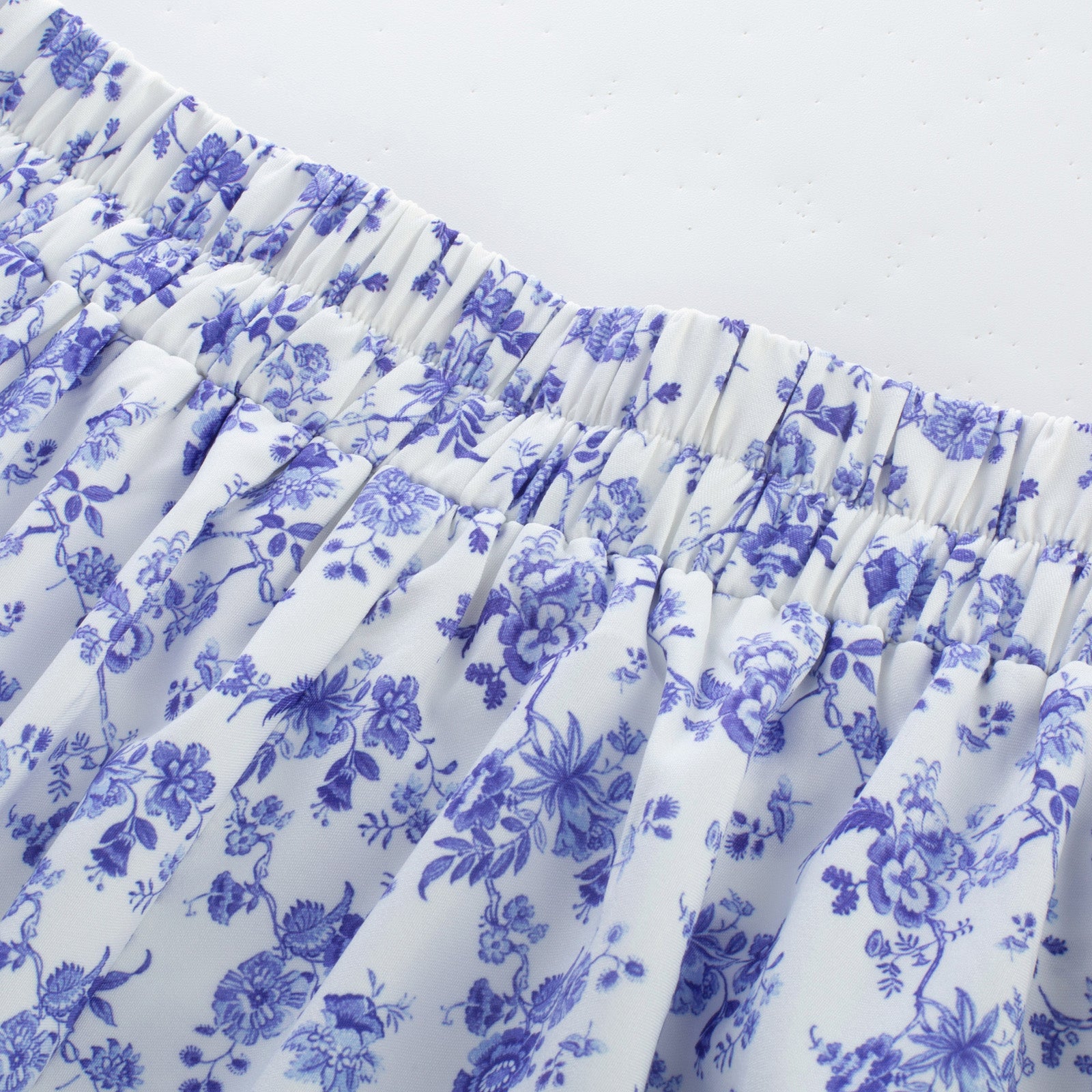 belle poque Pleated Buttons Decorated Elastic Waist High Waist Swing A-Line Skirt with Pockets