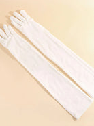 belle poque Women Velvet Gloves for Evening Gowns, Banquets, Parties White 53cm A pair