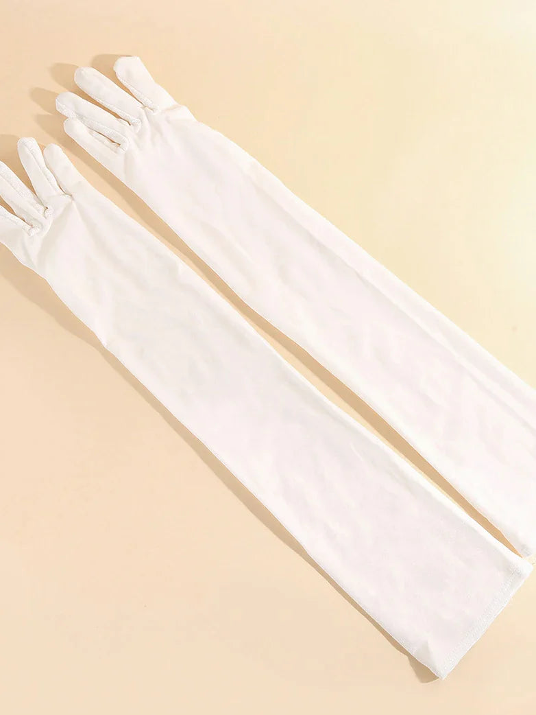 belle poque Women Velvet Gloves for Evening Gowns, Banquets, Parties White 53cm A pair