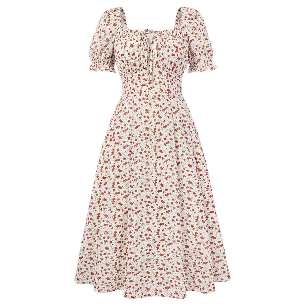 belle poque 2026 Spring Summer Sundress Vintage Cottagecore Dress with Pocket Apricot