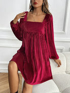 belle poque New Winter Christmas Warm Velvet Pockets Dress