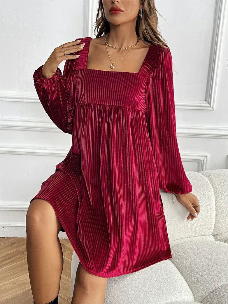 belle poque New Winter Christmas Warm Velvet Pockets Dress