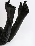 belle poque Women Velvet Gloves for Evening Gowns, Banquets, Parties Black 53cm A pair