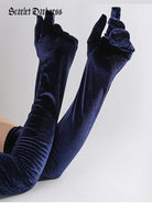 belle poque Women Velvet Gloves for Evening Gowns, Banquets, Parties Blue 53cm A pair