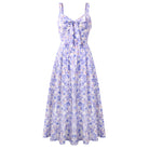 belle poque 2026 Womens Summer Dresses Floral Corset Dress Tie Front Cottagecore Dress Purple