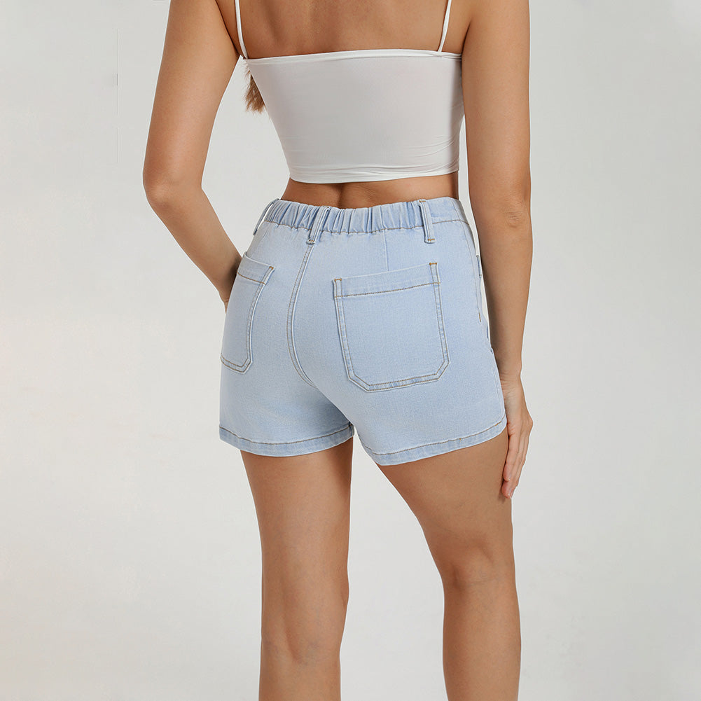 belle poque 2026 Women Jean Shorts High Waisted Micro Cargo Denim Shorts