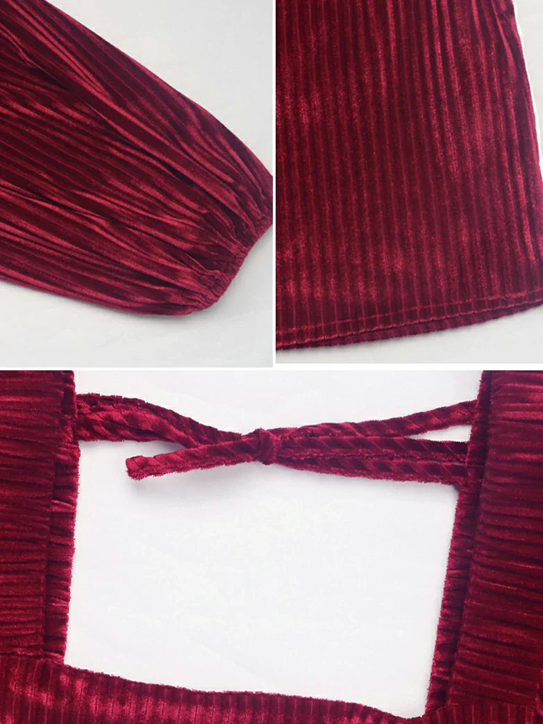 belle poque New Winter Christmas Warm Velvet Pockets Dress