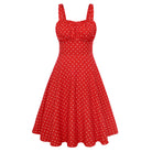 belle poque 1950s Women's Vintage Dresses Ruched Summer Cute Flowy Swing Midi Dress Red