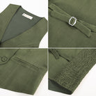 belle poque Women Double Breasted Vest Coat V-Neck Handkerchief Hem Business Waistcoat