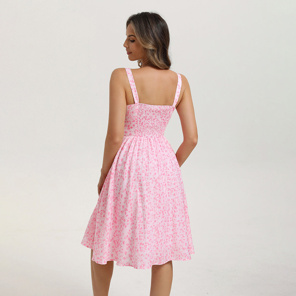 belle poque 2026 Summer Floral Dress Cute Milkmaid Dress with Pockets