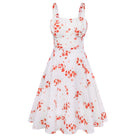 belle poque 1950s Women's Vintage Dresses Ruched Summer Cute Flowy Swing Midi Dress White Floral