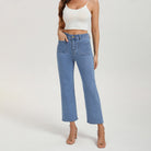 belle poque Women's Straight Leg Jeans Mid Rise Wide Leg Denim Pants with Pockets