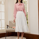 belle poque Women's Bow Tie Neck Blouse Button Down Shirt for Work Office Casual