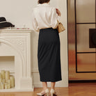 belle poque Women Cargo Skirt Long Pencil Skirt High Wiasted Skirts with Pockets & Slit