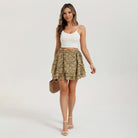 belle poque Women's Flowy Ruffle Mini Skirt with Shorts Underneath Boho Skirt Summer Skirt