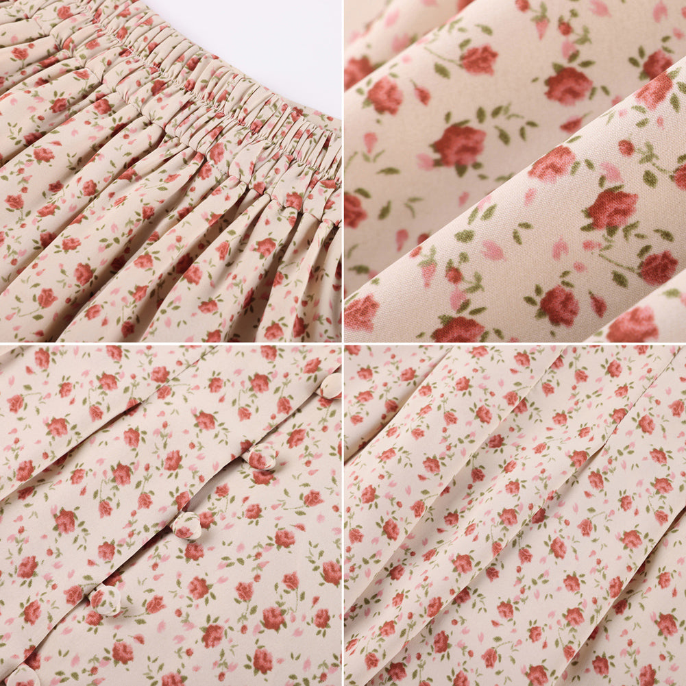 belle poque Women's Spring Summer 2026 Midi Skirts with Slit Flowy A-Line Skirt with Pockets