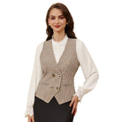 belle poque Women Double Breasted Vest Coat V-Neck Handkerchief Hem Business Waistcoat