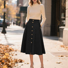 belle poque Belle Poque Women's Vintage A-Line Skirt with Slit Hem