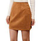 belle poque Women Mini Skirt Bodycon Mini Skirt Suede Skirts with Botton